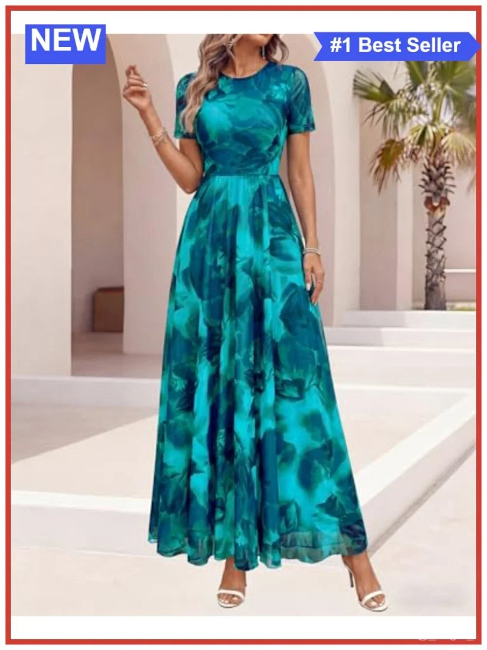 Women's Floral Maxi Dress Short Sleeve Semi Formal